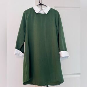 Tuckernuck Olive Green Dress with White Peter Pan Collar